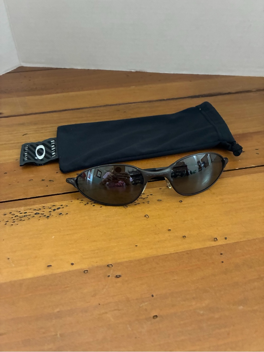 Oakley E-Wire Black Sunglasses with Black Microfiber Pouch